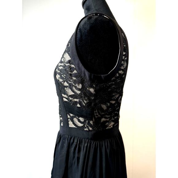 Women's Morgan & Co Maxi Hi Lo Black Dress with Underskirt Size 9/10 - Picture 4 of 10